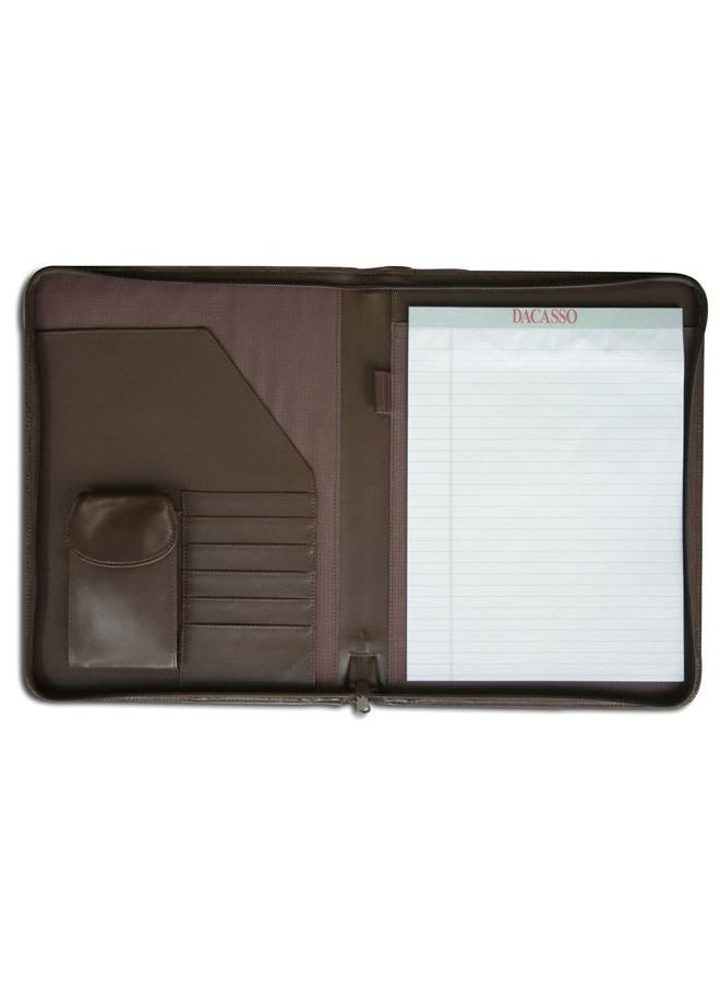 Dacasso Leather Deluxe Letter-Size Zip-Around Portfolio, Chocolate Brown (E3402) - Image 3