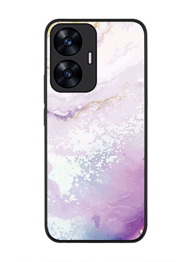 Stylizedd Rugged Black edge case for Realme C55 4G Slim fit Soft Case Flexible Rubber Edges Anti Drop TPU Gel Thin Cover -  Marble Print Marine - Image 1