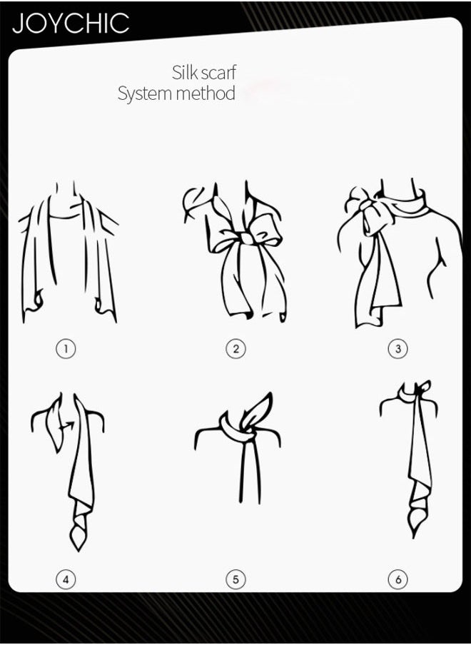 Joychic - Women Summer Small Square Scarf  Sun Protection Scarf Rolled-edge Plain Love Ear Printed Silk scarf Decorated Headscarf Black - Image 1