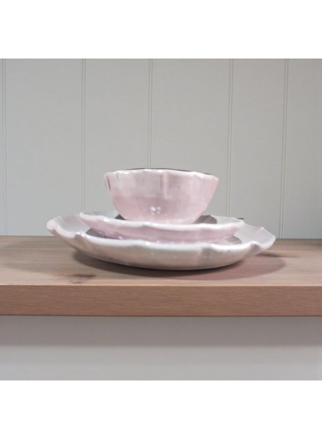 color zone pottery A 3-piece dinnerware set including a 27cm ceramic dessert plate. Microwave, dishwasher, and oven safe; lightweight and scratch-resistant. - Image 2