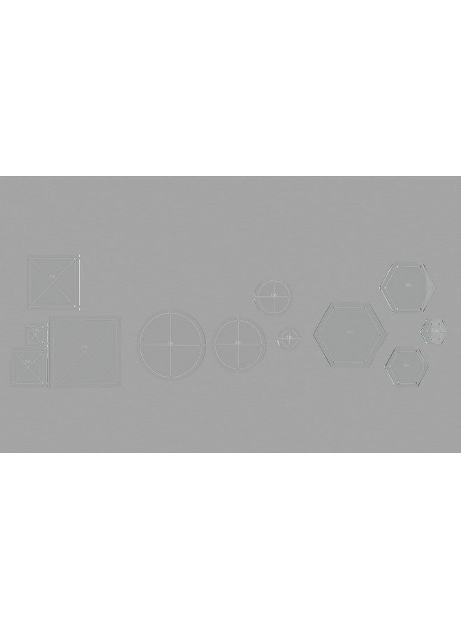 LaserThing Hexagon Circle And Square Acrylic Quilting Templates 12 Pieces With 4" 3" 2" 1" Sizes 1/4" Seam Allowance Durable Clear Acrylic For Quilting Patchwork Sewing & Diy Projects - Image 1