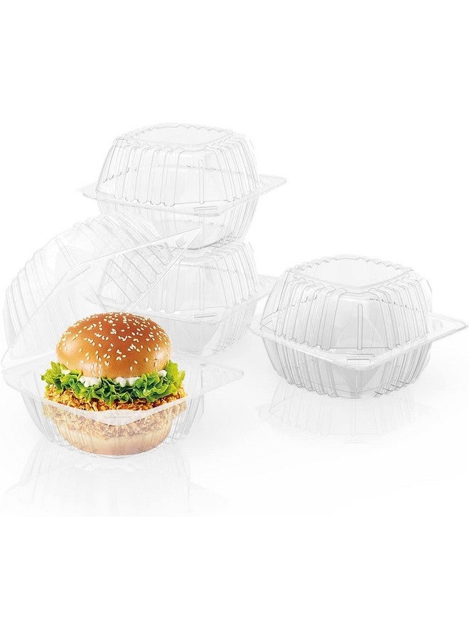 MFDSJ 100 Pack Disposable Plastic To Go Containers with Clear Lids, 6 x 6 Inch Hinged Top Square Clamshell Food Boxes for Salad, Dessert, Bakery Supplies - Image 1