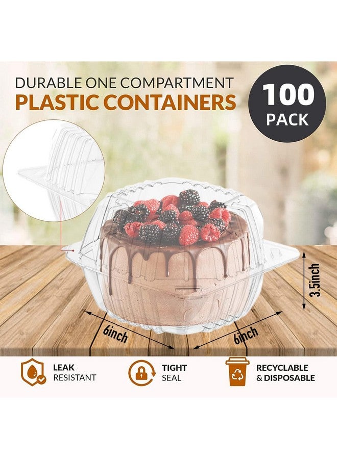 MFDSJ 100 Pack Disposable Plastic To Go Containers with Clear Lids, 6 x 6 Inch Hinged Top Square Clamshell Food Boxes for Salad, Dessert, Bakery Supplies - Image 2