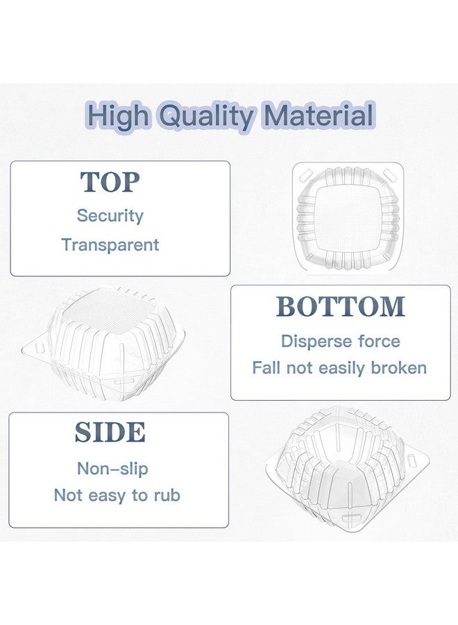 MFDSJ 100 Pack Disposable Plastic To Go Containers with Clear Lids, 6 x 6 Inch Hinged Top Square Clamshell Food Boxes for Salad, Dessert, Bakery Supplies - Image 3