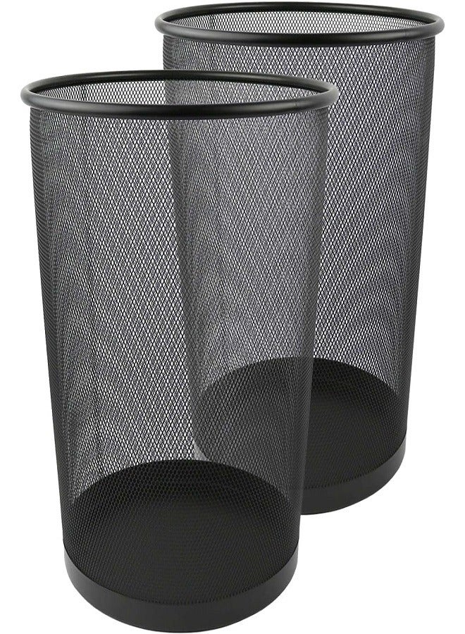 2-Piece Black Metal Mesh Wastebasket - Image 1