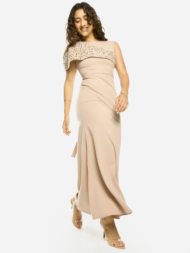 House of Moda Embellished Overlay Gown Maxi Dress - Image 2