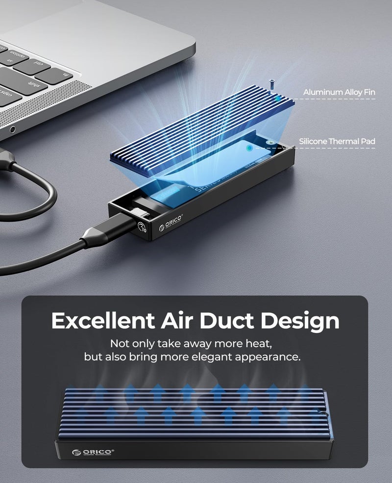 ORICO M.2 NVMe SSD Enclosure, USB 3.1 Gen 2 (10 Gbps) to NVMe PCI-E M.2 SSD Case Support UASP for NVMe SSD Size 2230/2242/2260/2280(up to 4TB) (M.2 NVMe) - Image 4