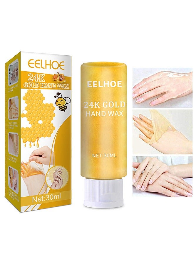 EELHOE 24K Gold Hands Care Paraffin Milk And Honey Moisturizing Peel Off Hand Wax Mask Hydrating Exfoliating Nourish Whitening Skin 30ML - Image 1