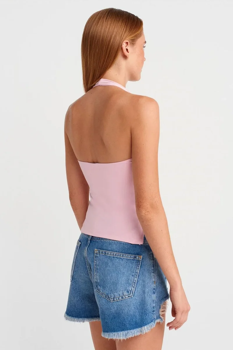ديلفين DILVIN Women's Slim Fit Halter Neck Cut-Out Top