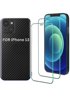 SARAOONT iPhone 13  1 Piece Carbon Fiber Skin Wrap and 2 Piece 10H Screen Protectors  - Image 1