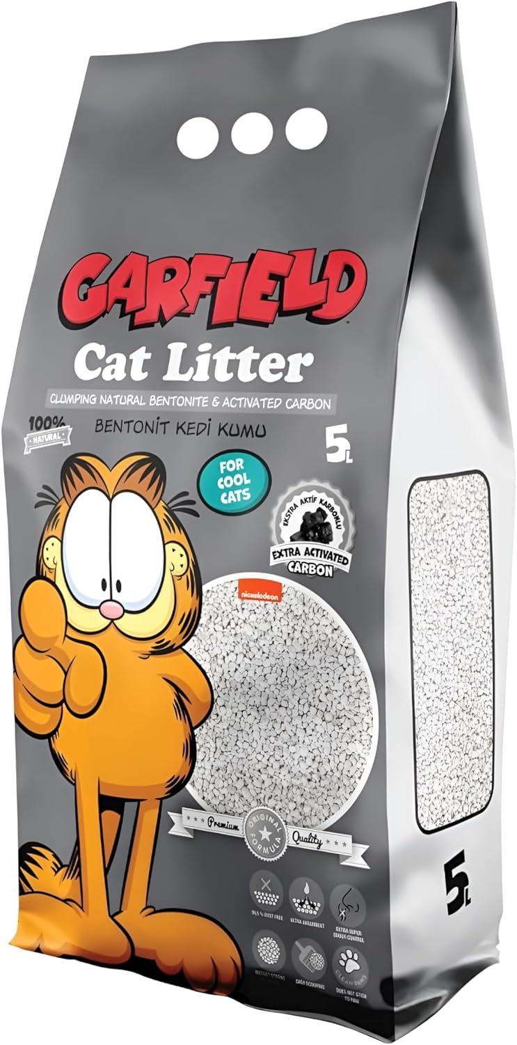 Garfield Natural Clumping Cat Litter - 100% High-Quality White Bentonite & Activated Carbon, 5L - Superior Odor Control, Low Dust, Easy Scoop - Image 1