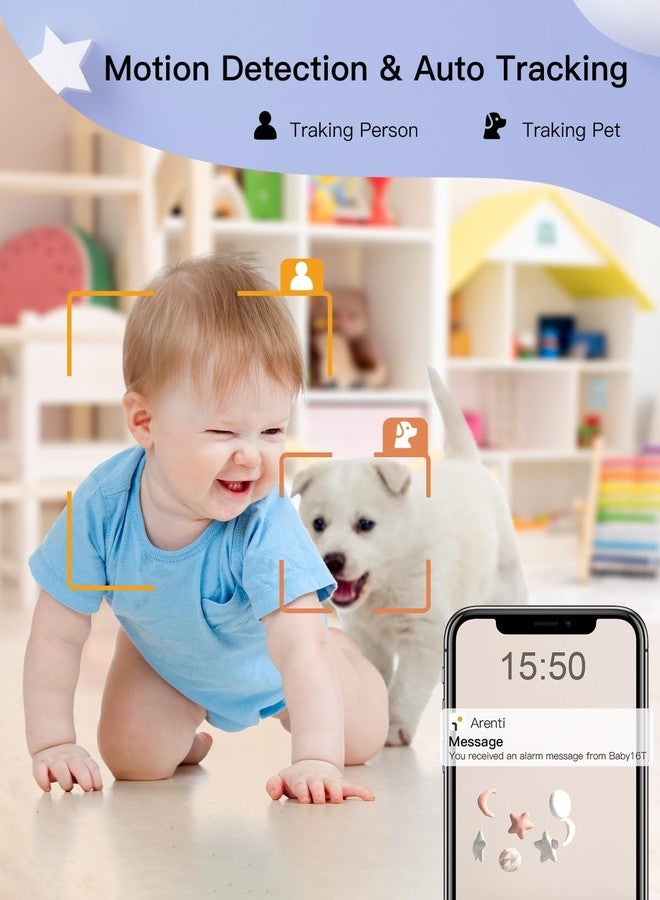 ARENTI Baby Monitor, 2K/3MP WiFi 6 Camera and Audio, 5-inch Wireless Screen, Smartphone App, Super Night Vision, Crying Detection, Auto Tracking, Temp&Humidity Sensor, Cloud&SD Card Storage (D3 Kit) - Image 5