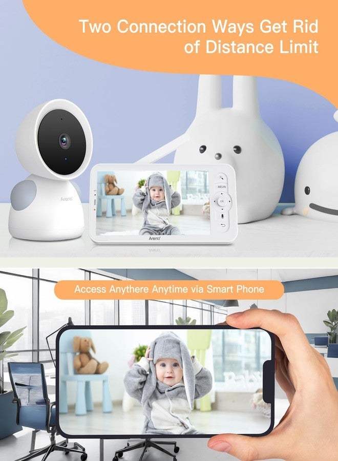 ARENTI Baby Monitor, 2K/3MP WiFi 6 Camera and Audio, 5-inch Wireless Screen, Smartphone App, Super Night Vision, Crying Detection, Auto Tracking, Temp&Humidity Sensor, Cloud&SD Card Storage (D3 Kit) - Image 3