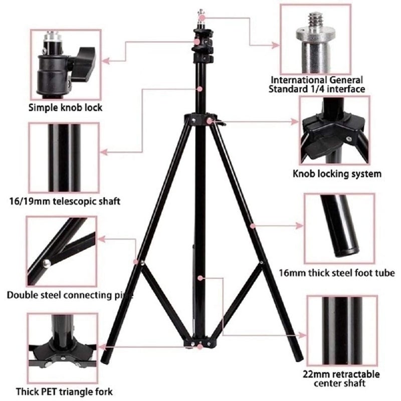 Speeqo 7 Ft Tripod Stand for Mobile Phone, Heavy Duty Tripod, Professional Tripod, Mobile Tripod for Camera, DSLR and Smartphones with Mobile - Image 2