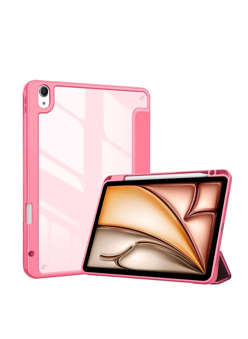 iPad pro 13Inch Gen Case with Pencil Holder Clear Transparent Back Shell Trifold Protective cover Shockproof Cover