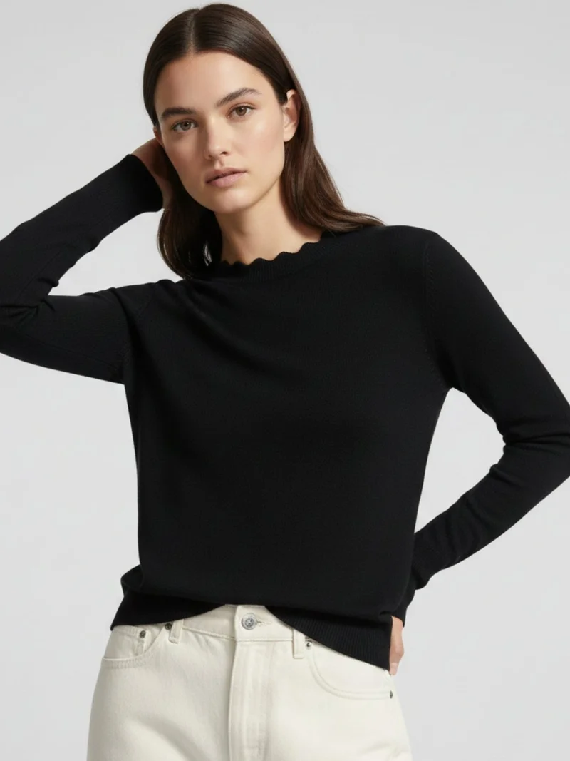 Outzidr  Black Full Sleeve Crew Neck Regular Sweater  | Best Price UAE