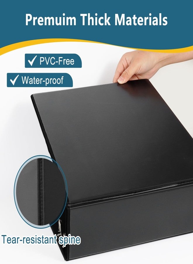 CIXILDTS 3" 3 Ring Binder, Standard 3-Inch Slant-D Ring Binder Fit Letter Size Paper, Presentation View Binders, 2 Packs, Black - Image 3