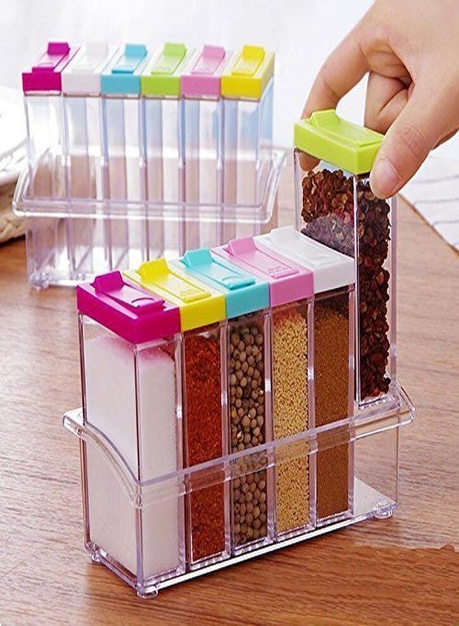 Swami Enterprise Crystal Spice Rack 6 Lid,condiment jar storage container with tray - Image 2