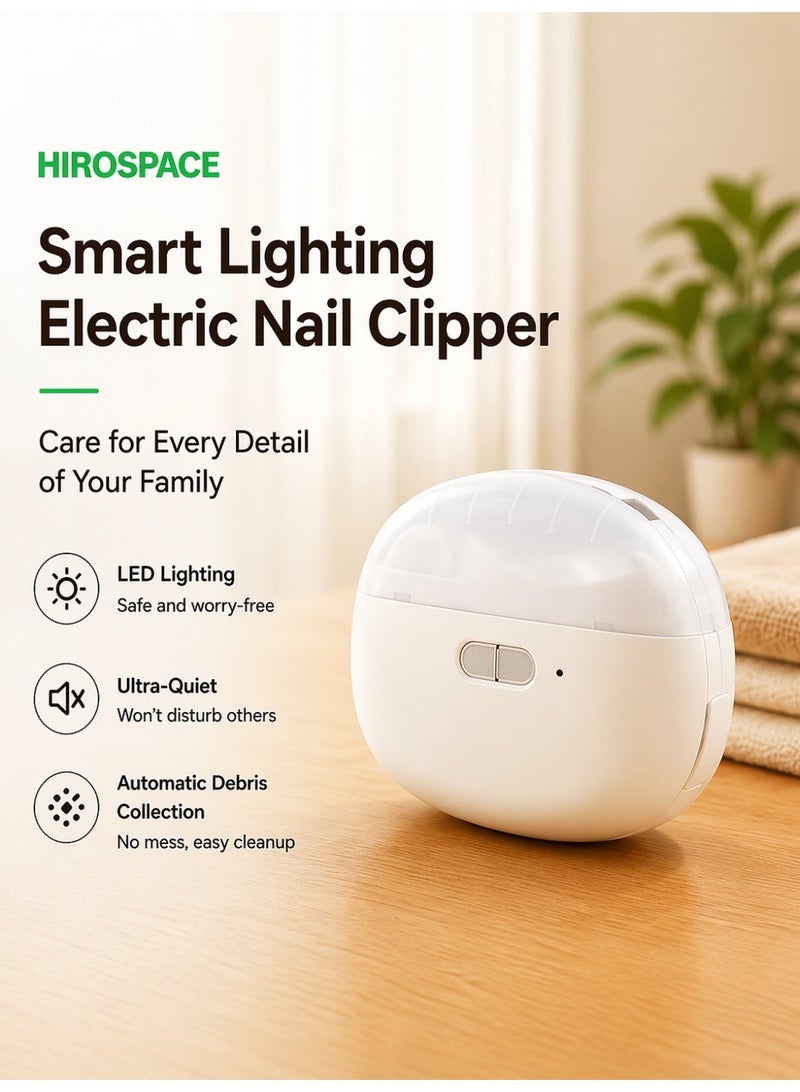 Hirospace 2-in-1 Electric Nail Clippers with LED Light, Automatic Nail Trimmer & Polisher, Safe Manicure Tool for Baby, Kids & Elderly - Image 1