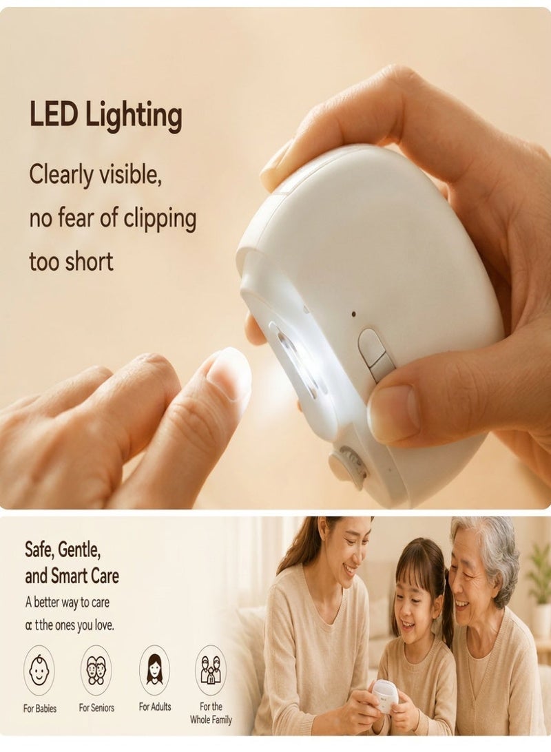 Hirospace 2-in-1 Electric Nail Clippers with LED Light, Automatic Nail Trimmer & Polisher, Safe Manicure Tool for Baby, Kids & Elderly - Image 2