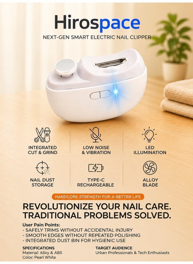Hirospace 2-in-1 Electric Nail Clippers with LED Light, Automatic Nail Trimmer & Polisher, Safe Manicure Tool for Baby, Kids & Elderly - Image 5