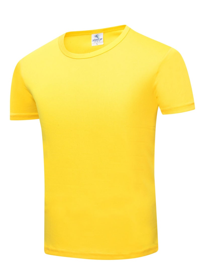 Loquat Men Quick Dry Breathable Elastic T-Shirt Yellow  - Image 1