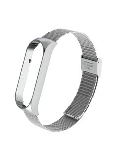 Metal Strap For XiaomiBand 6 5 Milanese Loop Three-bead Stainless Steel Mesh Strap Compatible For Xiaomi34 Smart Bracelet-Color:Buckle Style-Silver-Specifications:Mi Band 3/4 Universal