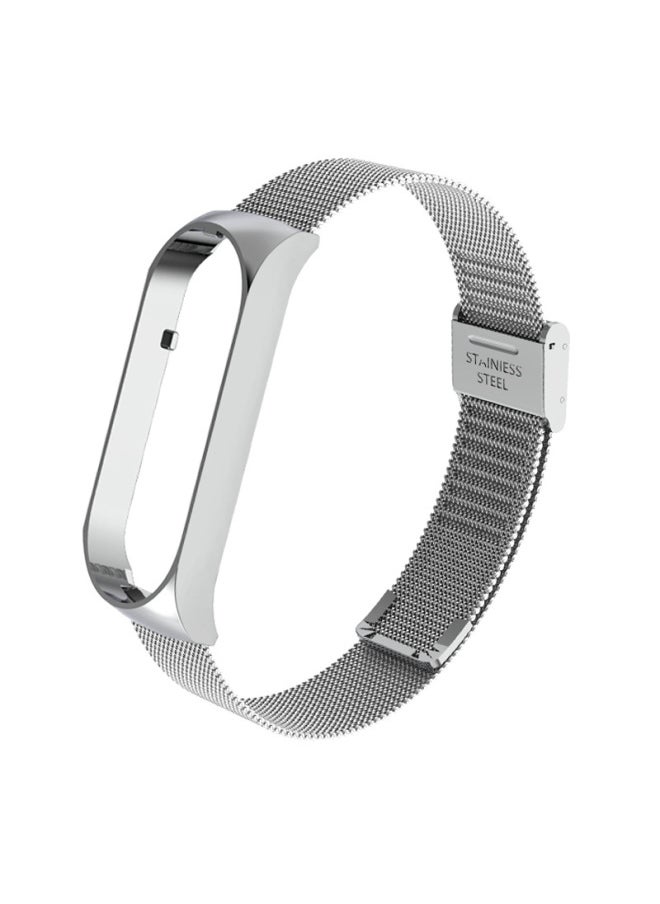 Generic - Metal Strap For XiaomiBand 6 5 Milanese Loop Three-bead Stainless Steel Mesh Strap Compatible For Xiaomi34 Smart Bracelet-Color:Buckle Style-Silver-Specifications:Mi Band 3/4 Universal - Image 1