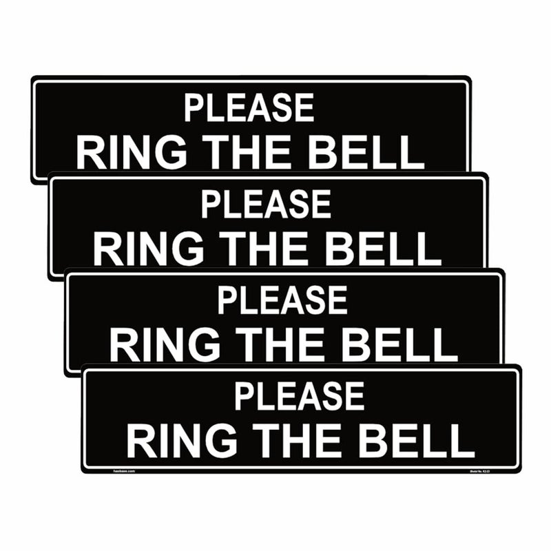 Haobase 4 Pcs Please Ring The Bell Sign Sticker - Self Adhesive Vinyl Sticker (20 cm x 5 cm) - Image 1