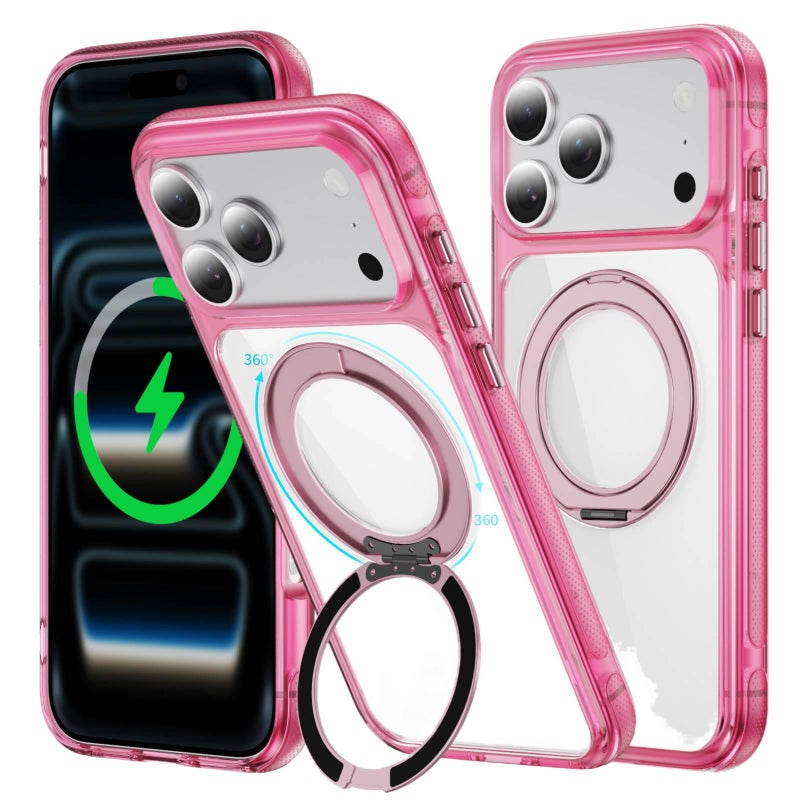 غطاء MagSafe بPC لـ iPhone 15 / 15 Plus / 15 Pro / 15 Pro Max مع حماية من السقوط وحامل قائم مع مقاوم للصدمات مع مغناطيس قوي مع مقاوم للخدش باللون أحمر مغناطيسي بوظيفة حامل - ModaStar - Image 1
