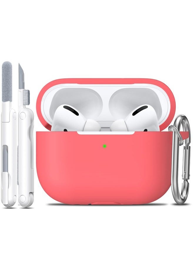 R-fun Case Cover with Keychain, Full Protective Silicone Skin Accessories for Women Men Girl with Apple 2019 Latest Earbuds Pro Case,Front LED Visible-Pink Peach - Image 1