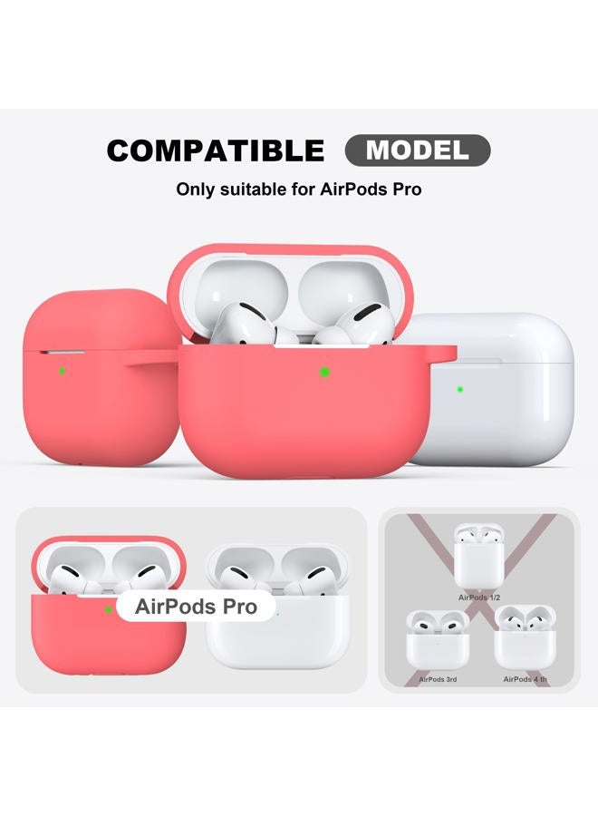 R-fun Case Cover with Keychain, Full Protective Silicone Skin Accessories for Women Men Girl with Apple 2019 Latest Earbuds Pro Case,Front LED Visible-Pink Peach - Image 4