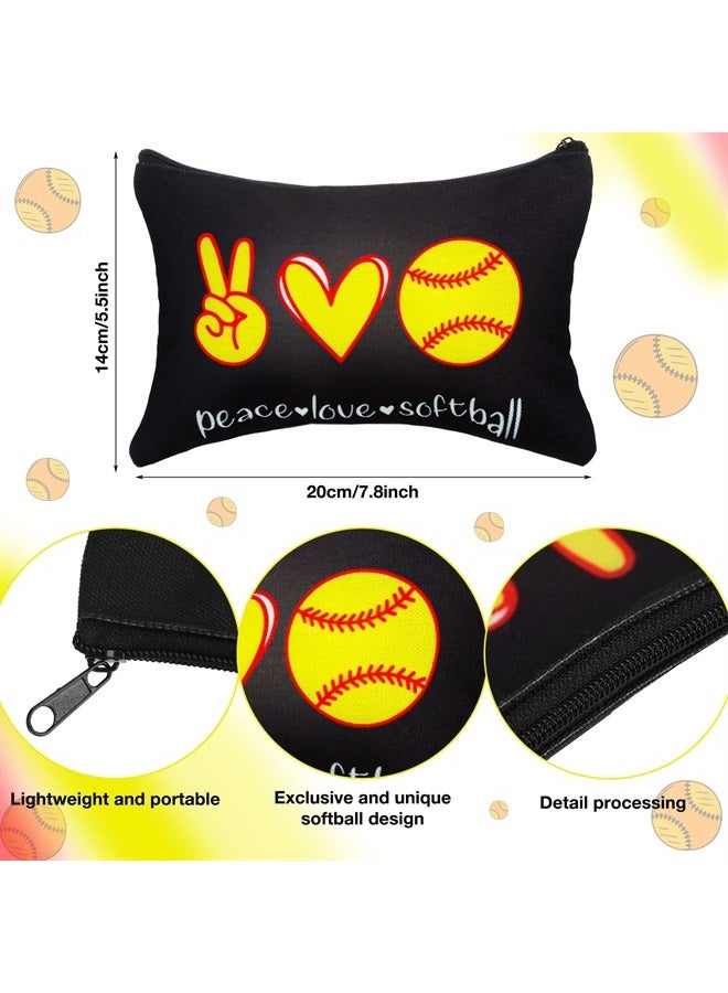 Kajaia 36 Pcs Gifts for Teen Girls Makeup Bags Cosmetic Bags Sport Hair Scrunchies Lipstick Holder Keychains for Party Favors Team Gifts (Softball Pattern) - Image 2