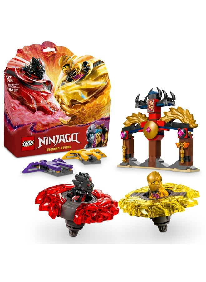 LEGO NINJAGO Dragon Spinjitzu Battle Pack Set with 2 Minifigures, Launchers & Flying Elements - Action Ninja Toy for 6+ Year Old Boys & Girls - Gifts for Dragons Rising TV Show Fans - 71824 (186 pieces)  - Image 1
