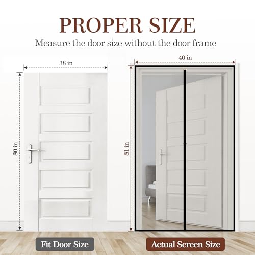 Yotache Magnet Screen Door Fits Door Size 38 x 80, Screen Size 40" x 81" Patio Screen High Transparent Hands Free Entry Great for Pet and Kid - Image 2