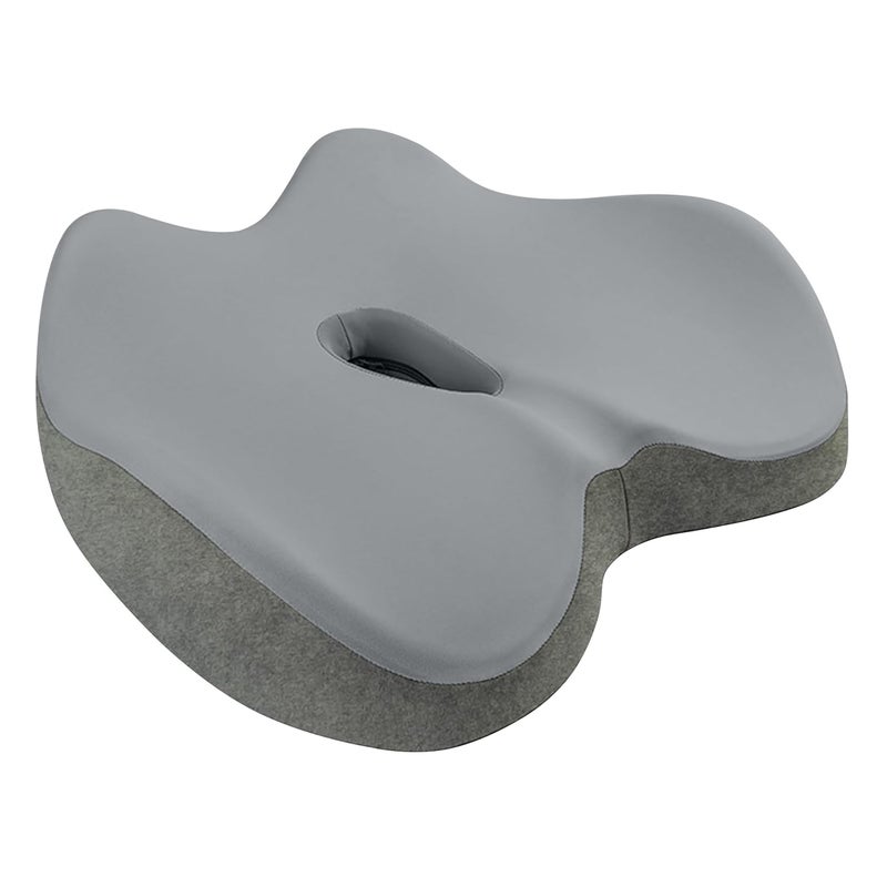 PRIME PICK Coccyx Chair Cushion Memory Foam Tailbone Pillow for Sciatica Lower Back Relief Ergonomic UShape High Density for Hip NonSlip Base Washable Cover Ideal for Office Car Home Grey - Image 1