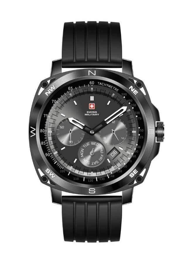 SWISS MILITARY - Dom 4 Smartwatch - 1.43 Inch Amoled, Call Features, Multi Language, Heart Rate/BP/Oxygen Level Monitoring, Wireless Charging, 5-7 Days Battery Life,IP67, Compatibility: iOS/Android- Black - Image 1