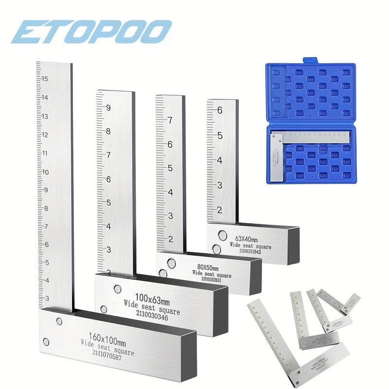 4Pcs Machinist Square Set 2 3 4 6 Inch Hard Steel 90 Degree Right Angle Engineer Precision Layout Measurement Combination Squares - Image 1