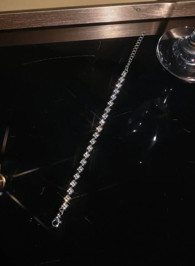 Take Two  Embellished Sparkling Silver Floral Bracelet for Women | Best Price UAE