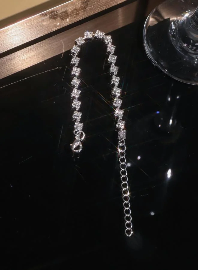 Take Two  Embellished Sparkling Silver Floral Bracelet for Women | Best Price UAE