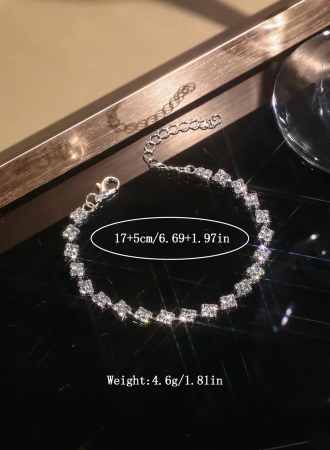 Take Two Embellished Sparkling Silver Floral Bracelet