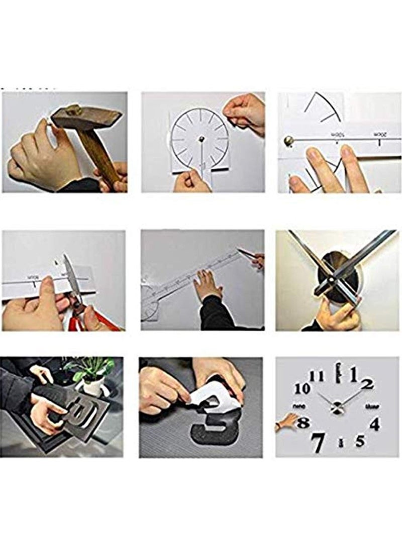 DIY Wall Clock 3D Mirror Stickers Large Wall Clock Frameless Large Watch Silent Non Ticking Home Office School Number Clock Decorations Gift for Men Women Kids  - Image 4