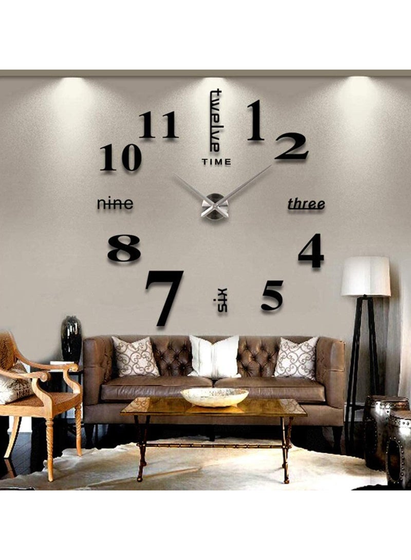 DIY Wall Clock 3D Mirror Stickers Large Wall Clock Frameless Large Watch Silent Non Ticking Home Office School Number Clock Decorations Gift for Men Women Kids  - Image 1