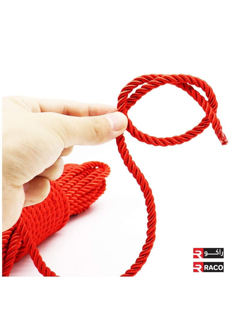 All Purpose Nylon Rope for Both Indoor and Outdoor Purpose Strong Multifunctional Soft 100% Nylon Rope Natural Twisted Durable Long Ropes 45 Meter Length- RED