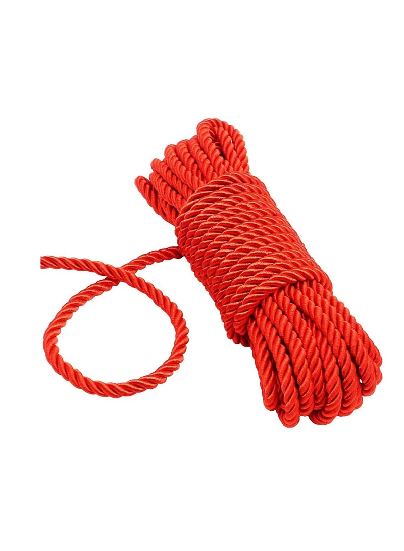 All Purpose Nylon Rope for Both Indoor and Outdoor Purpose Strong Multifunctional Soft 100% Nylon Rope Natural Twisted Durable Long Ropes 45 Meter Length- RED