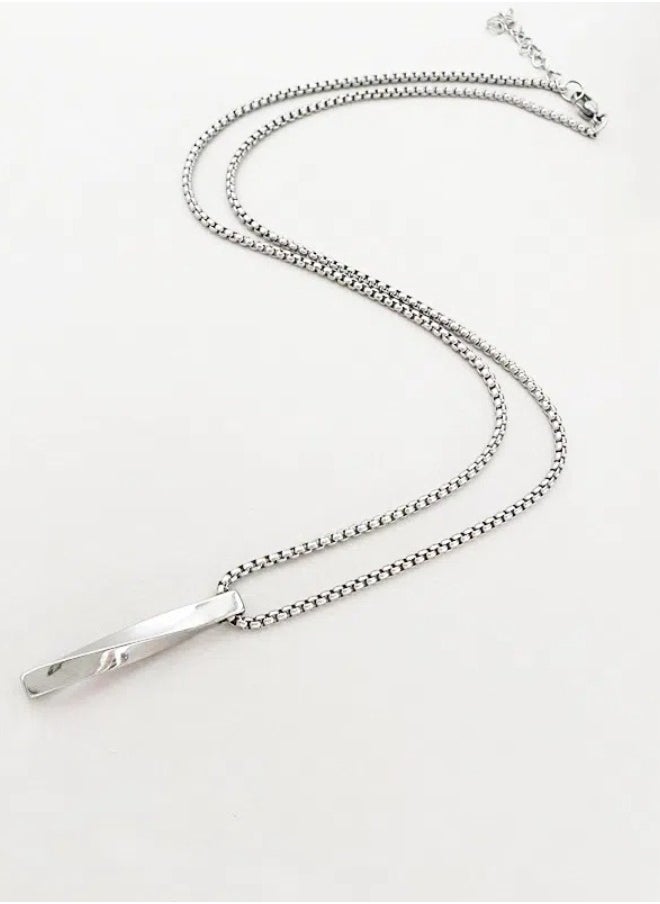 Generic Spiral Long Pendant Pendant. Simple And Personalized 60cm Titanium Steel Necklace(Silver)  - Image 3