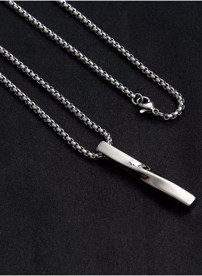 Generic Spiral Long Pendant Pendant. Simple And Personalized 60cm Titanium Steel Necklace(Silver)  - Image 2