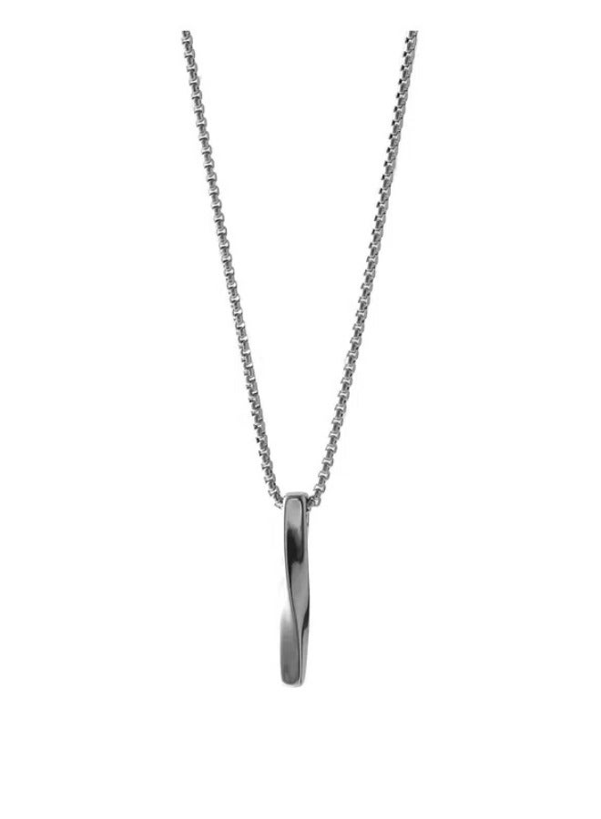 Stylish Spiral Pendant Necklace for Men & Boy - 60cm Stainless Steel Minimalist & Casual Silver Tone Chain, Hypoallergenic & Adjustable,Perfect for Eid, Wedding, Party Wear - Image 5