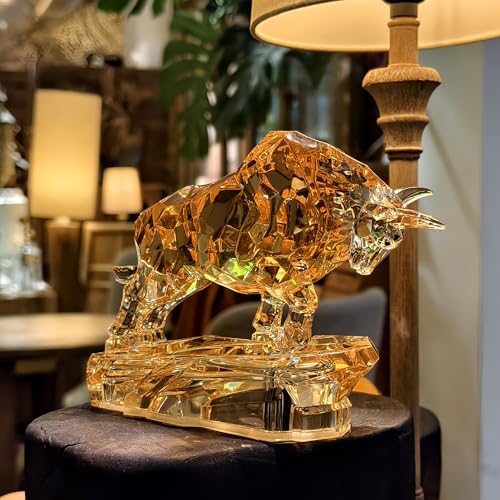 DARMOMOON Acrylic Bull Statue - Wall Street Bull Sculpture for Home or Office Decor - 8.5'' Long - Image 2