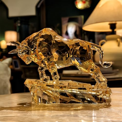 DARMOMOON Acrylic Bull Statue - Wall Street Bull Sculpture for Home or Office Decor - 8.5'' Long - Image 4